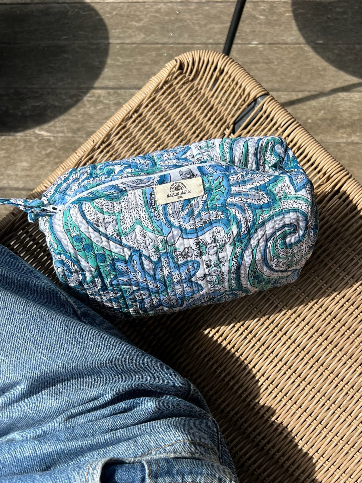 Pouch Delhi S Bleu en voile de coton