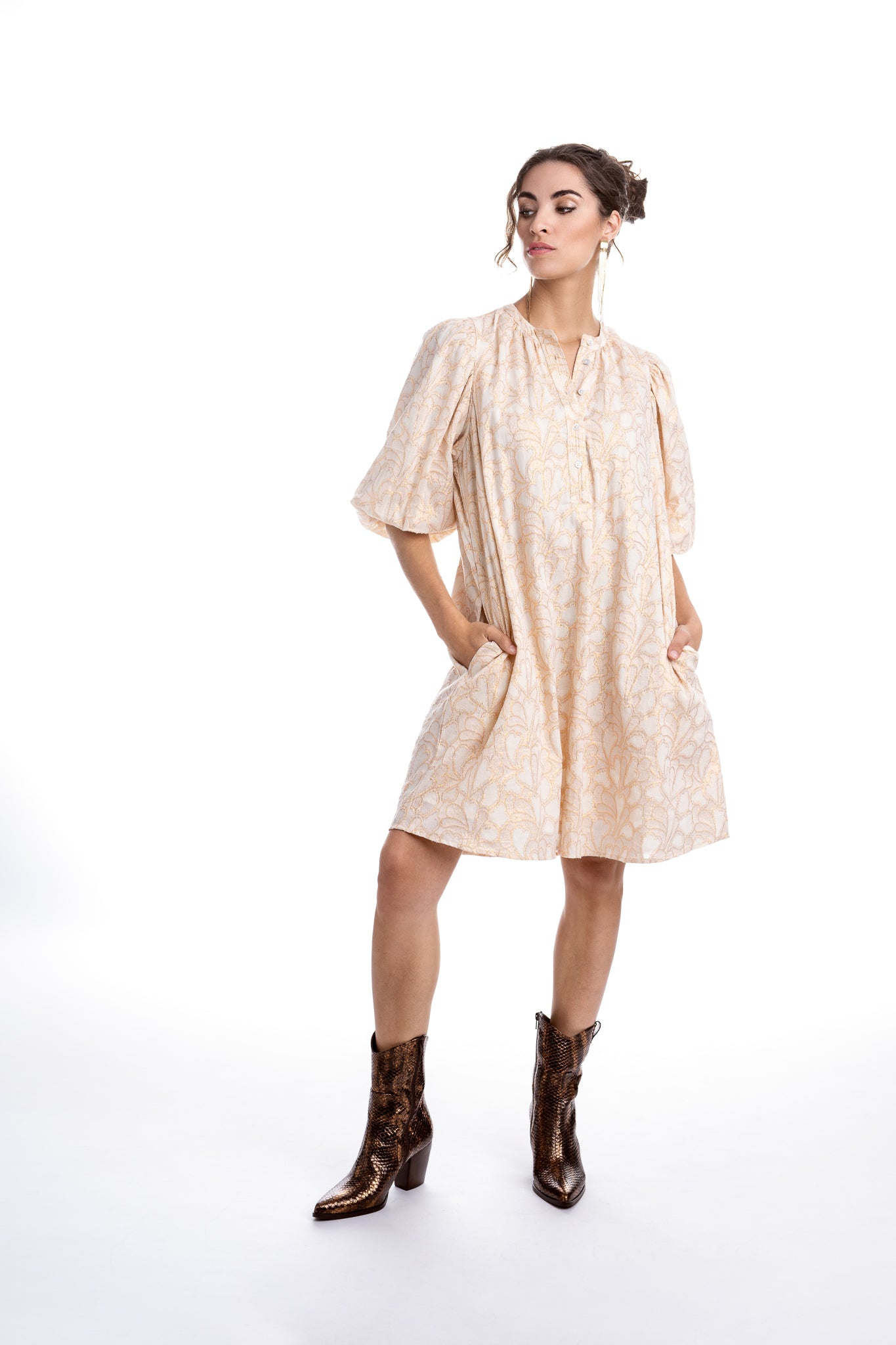 Jurk - Ines Damast-Gold