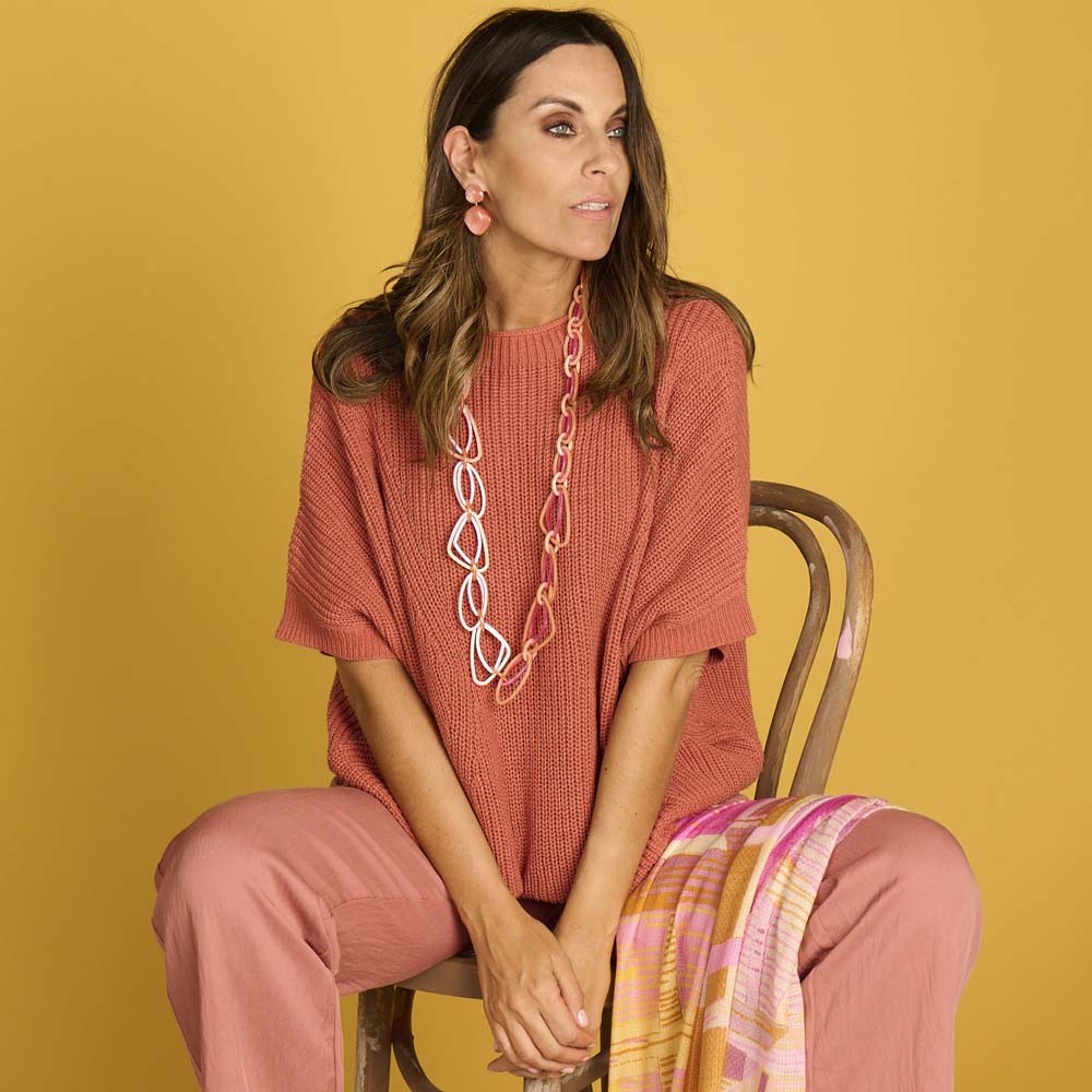 Halsketting - Kimo Fuchsia/Oranje