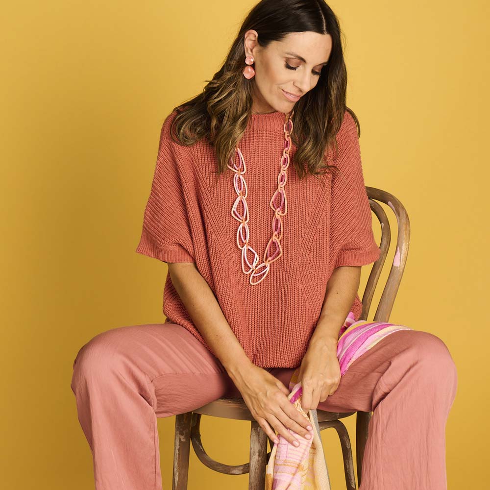 Halsketting - Kimo Fuchsia/Oranje