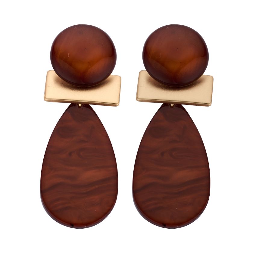 Boucles D'Oreilles - Kob32 Oorbellen Cognac