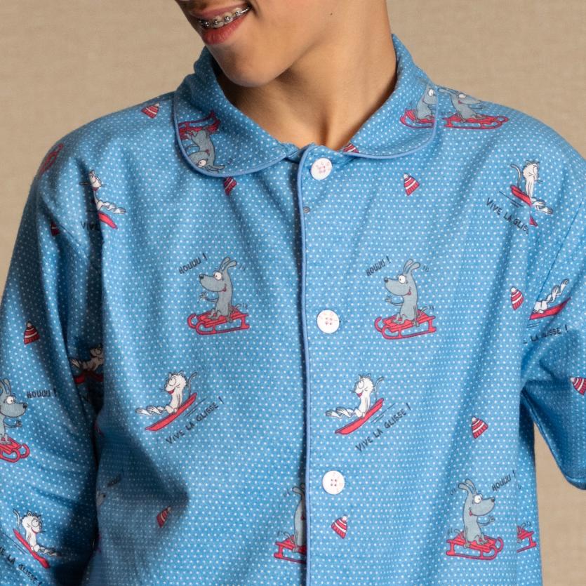 Pyjama flannelle - Kid - Bleu Alaskan