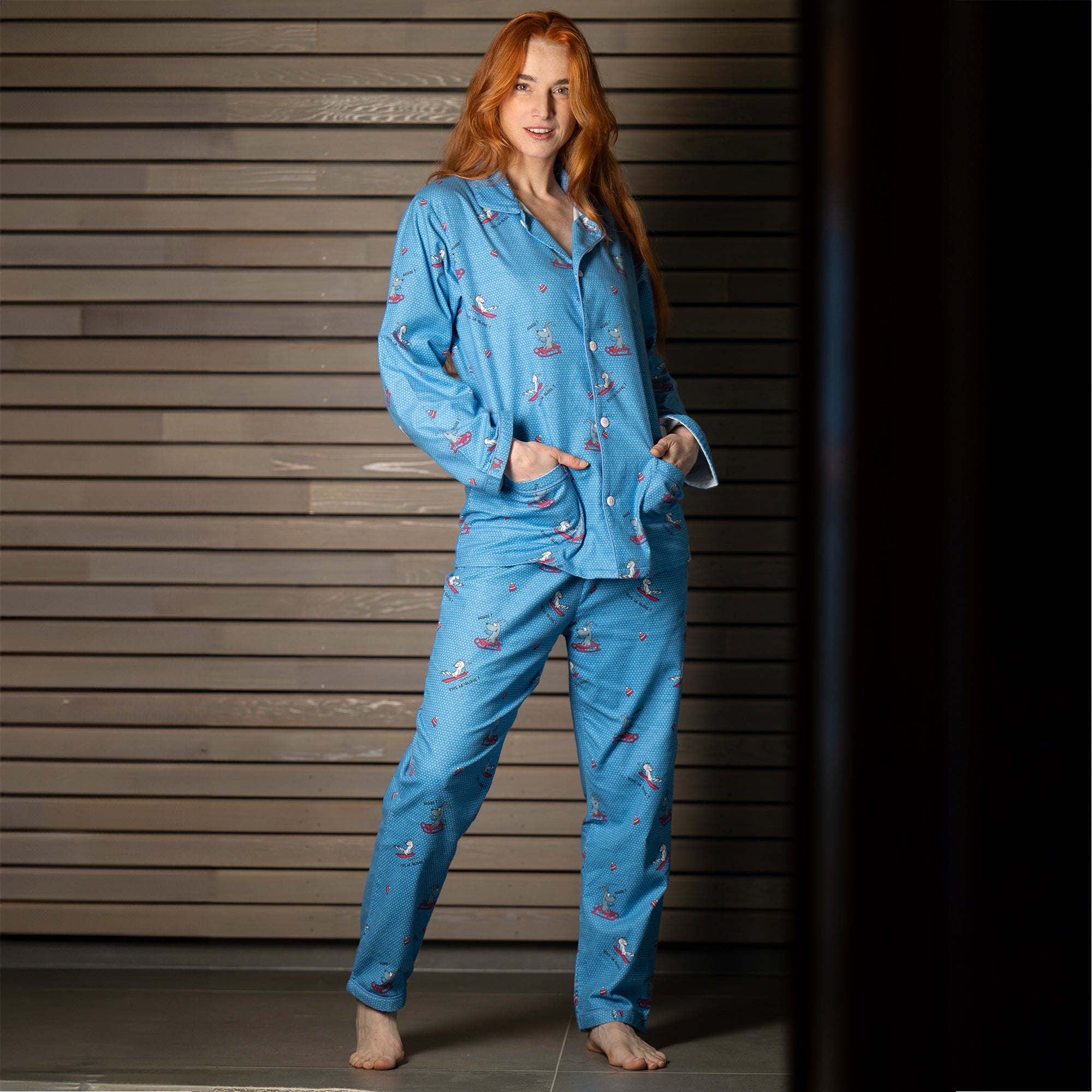 Flanellen Pyjama - Dames - Alaskablauw