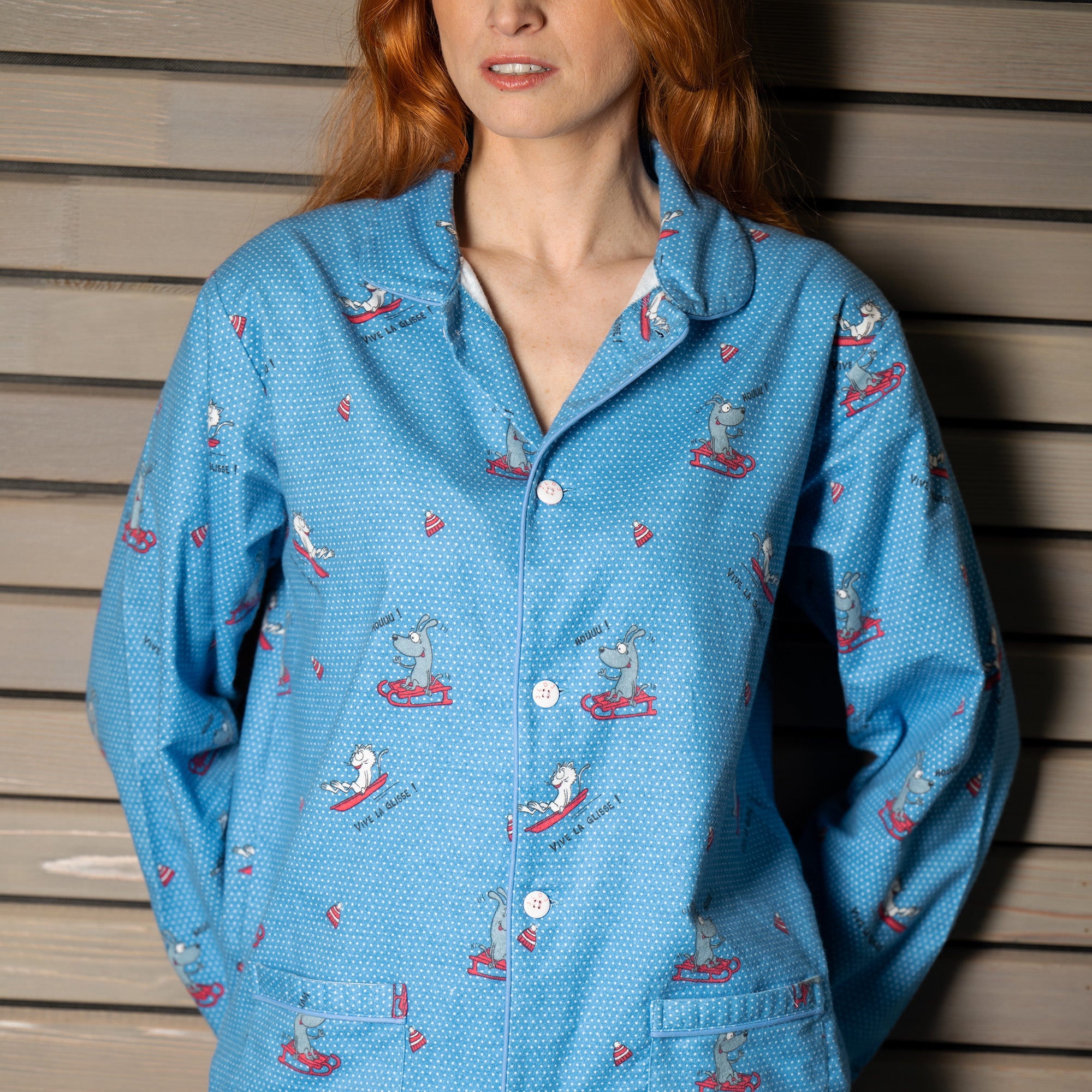 Flanellen Pyjama - Dames - Alaskablauw