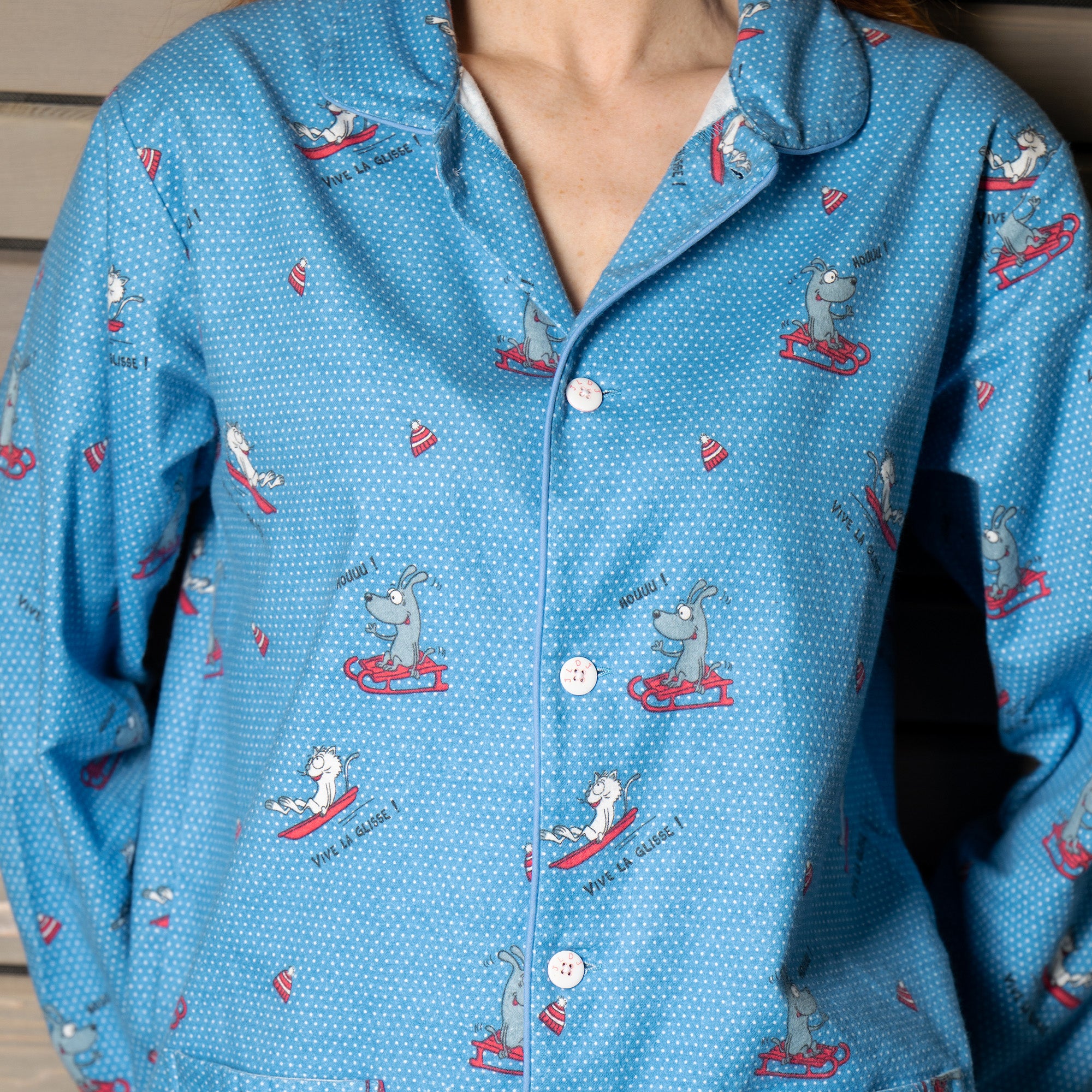 Flanellen Pyjama - Dames - Alaskablauw