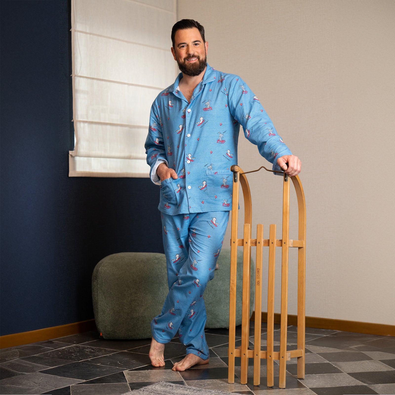 Pyjama Flannelle  - Men - Bleu Alaskan 