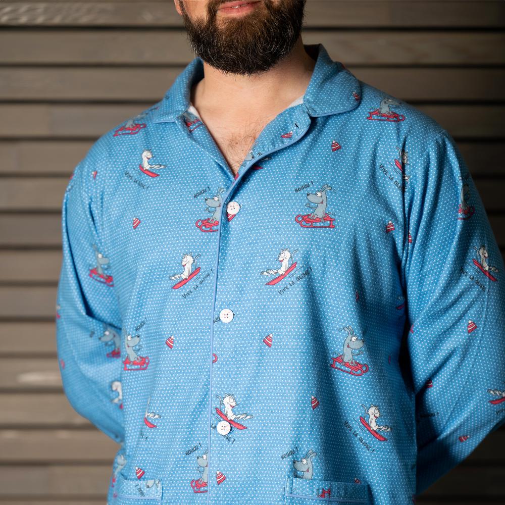 Pyjama flannelle - Homme - Bleu Alaskan