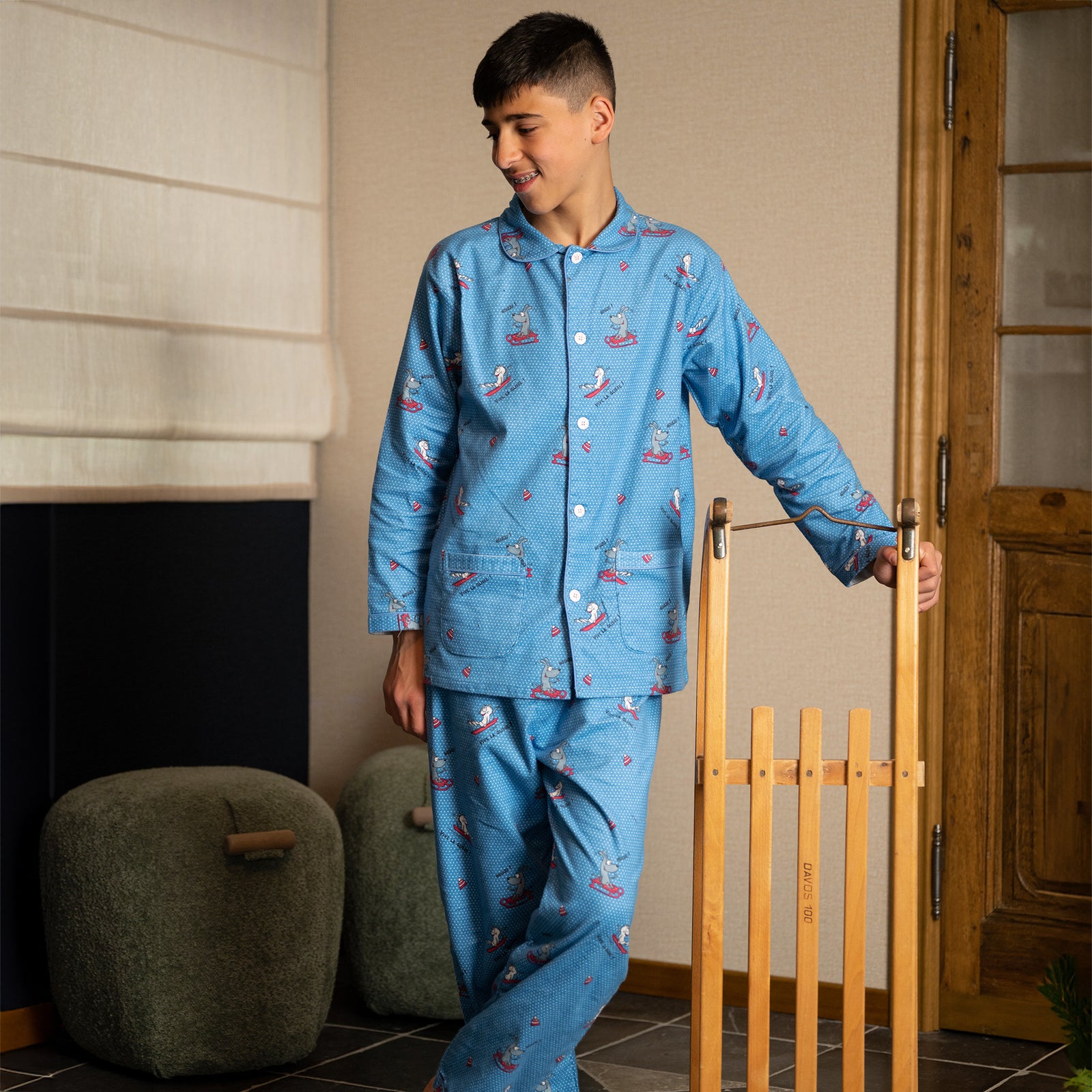 Flanellen Pyjama - Jongen/Meisje - Alaskablauw