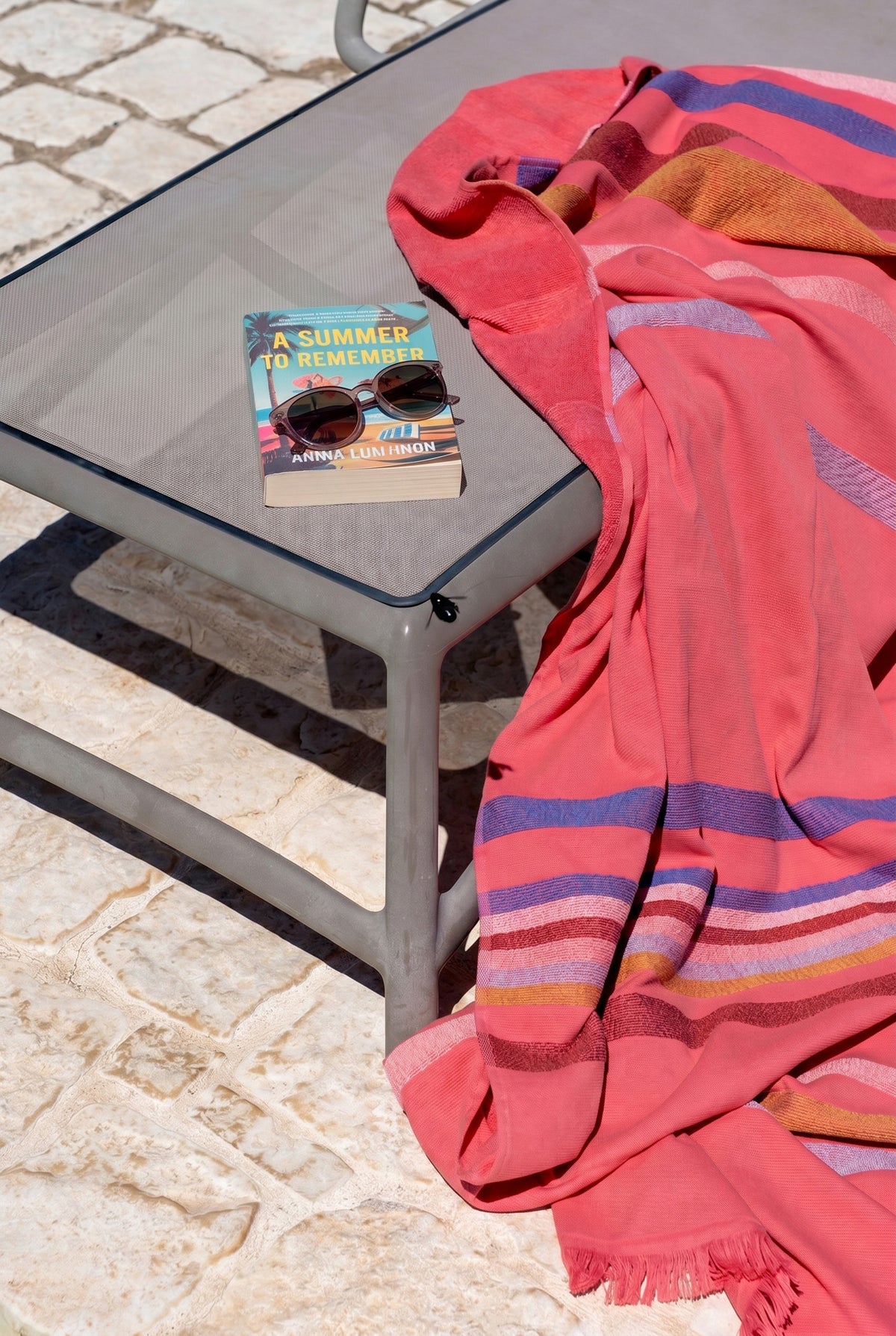 Mia Zia - Linge de Plage Haut de Gamme - Fouta Handdoek - "Tichka" Thema pêche achtergrond