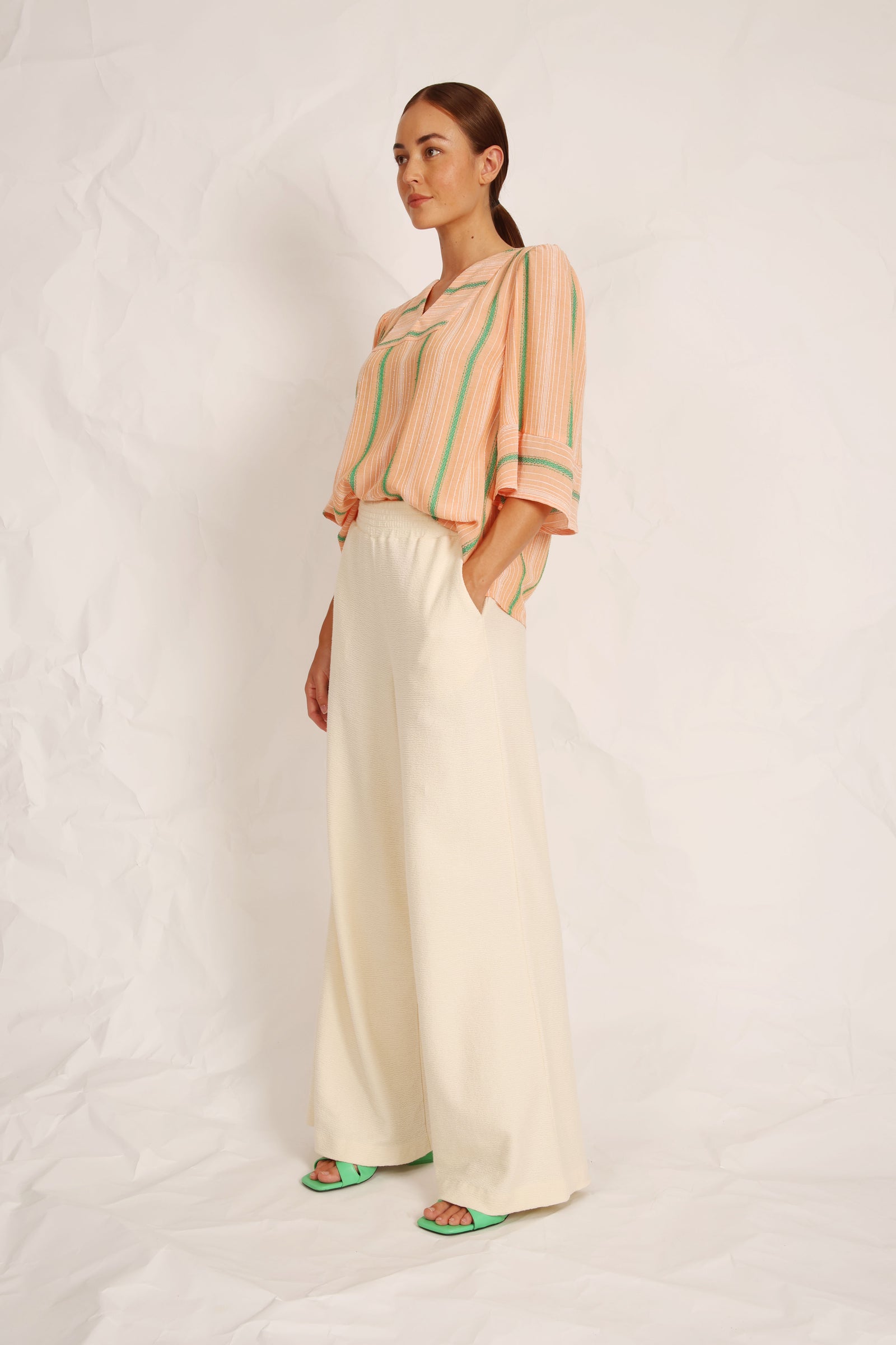 Blouse - Celery - Coral Orange