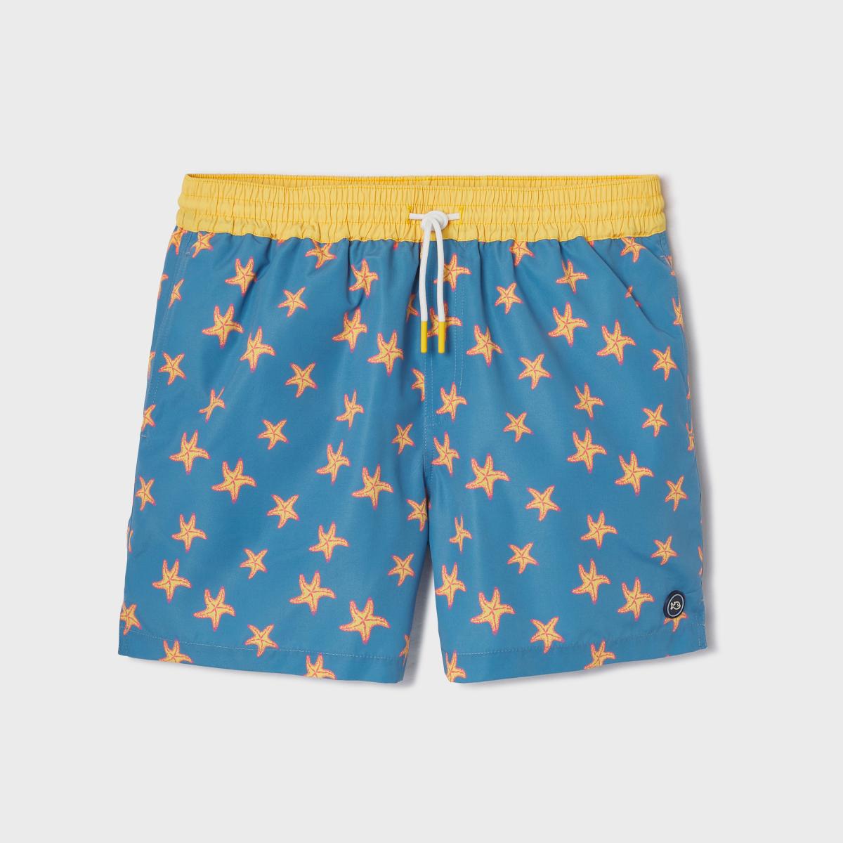 Zwemshort met print - Hemelsblauw en geel