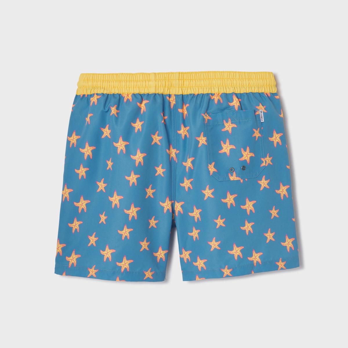 Zwemshort met print - Hemelsblauw en geel