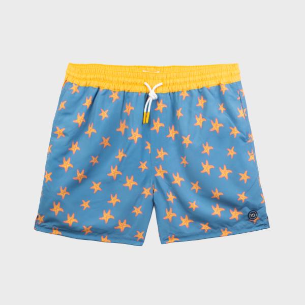 Zwemshort met print - Hemelsblauw en geel