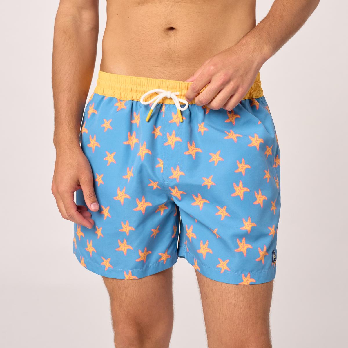 Zwemshort met print - Hemelsblauw en geel