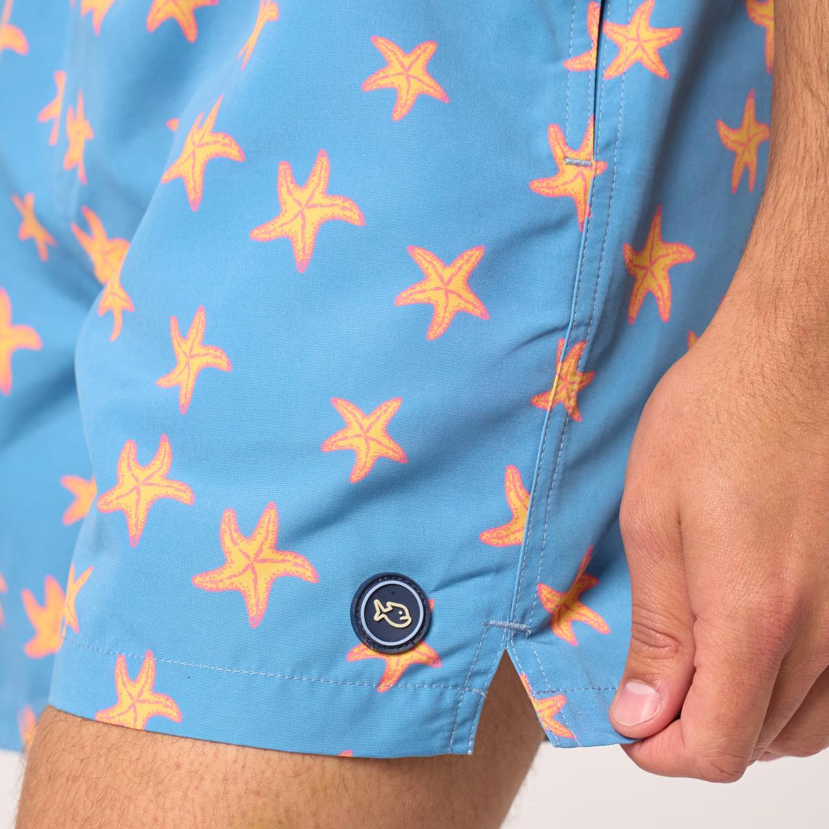 Zwemshort met print - Hemelsblauw en geel