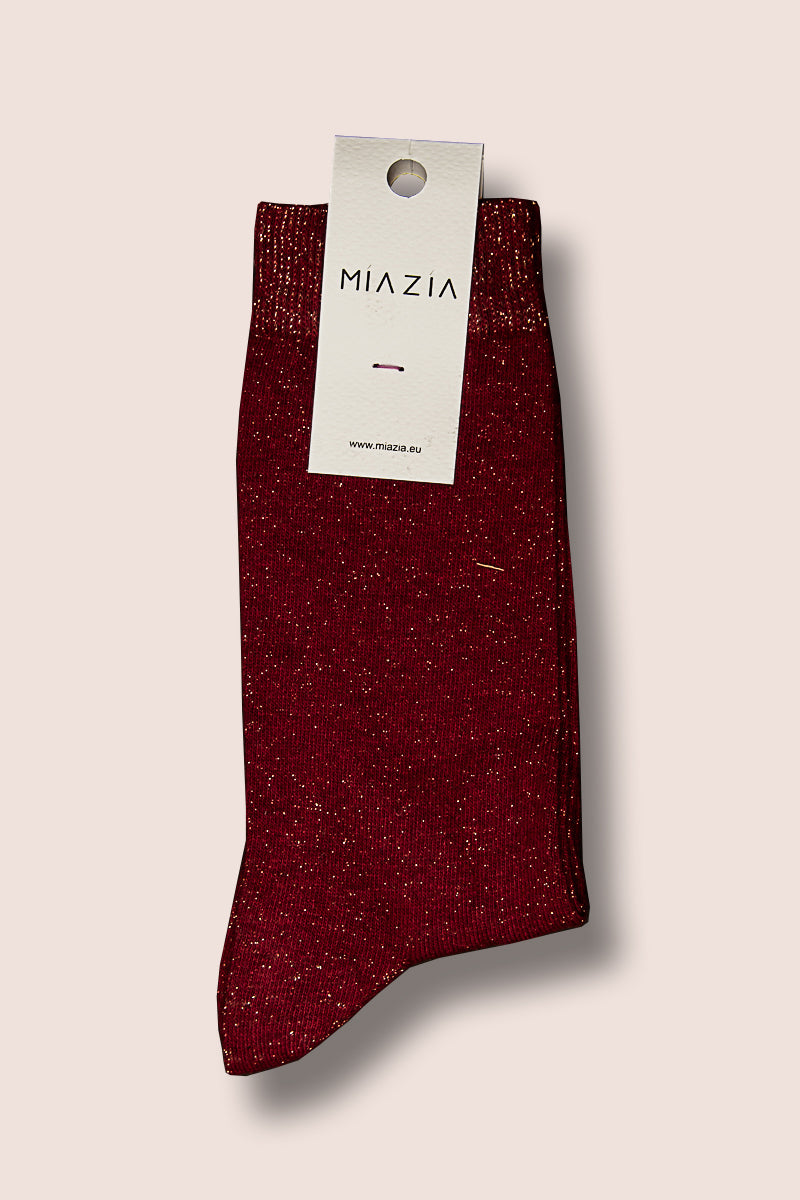 Mia Zia - Glittersokken in Bordeaux
