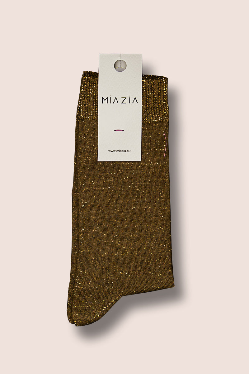 Mia Zia - Glittersokken in Kaki