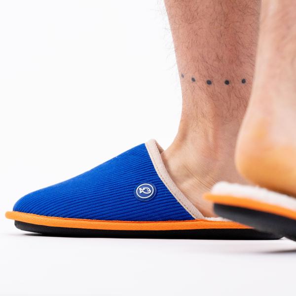 Chaussons en velours côtelé - Bleu électrique