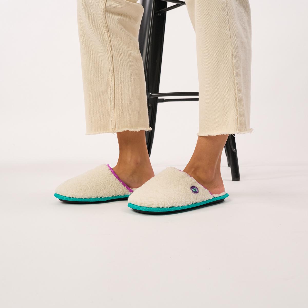 Sherpa pantoffels - Beige en paars