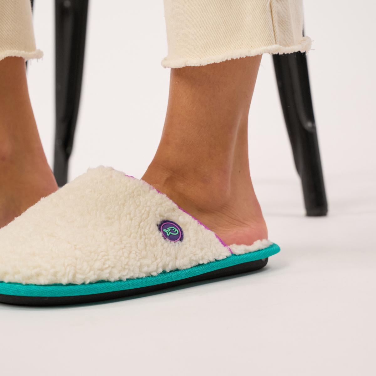 Sherpa pantoffels - Beige en paars