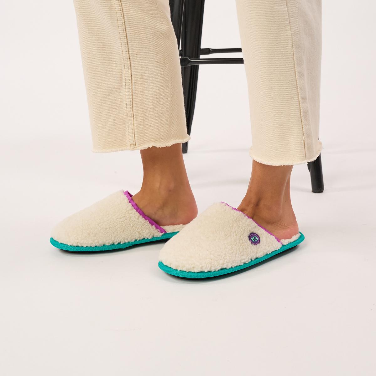 Sherpa pantoffels - Beige en paars