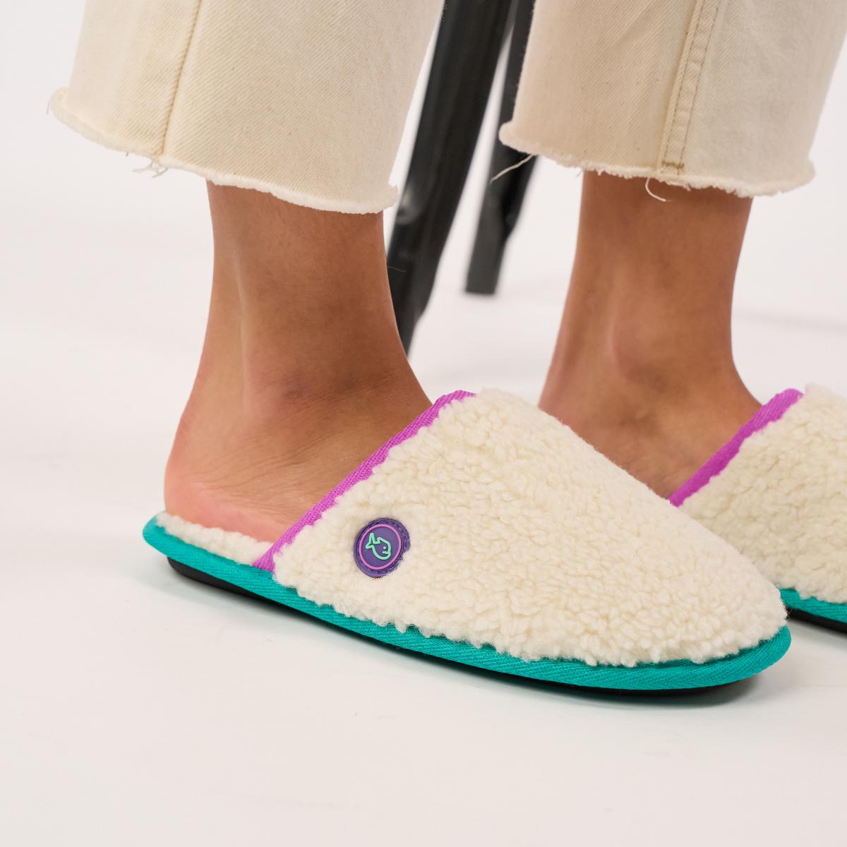 Sherpa pantoffels - Beige en paars