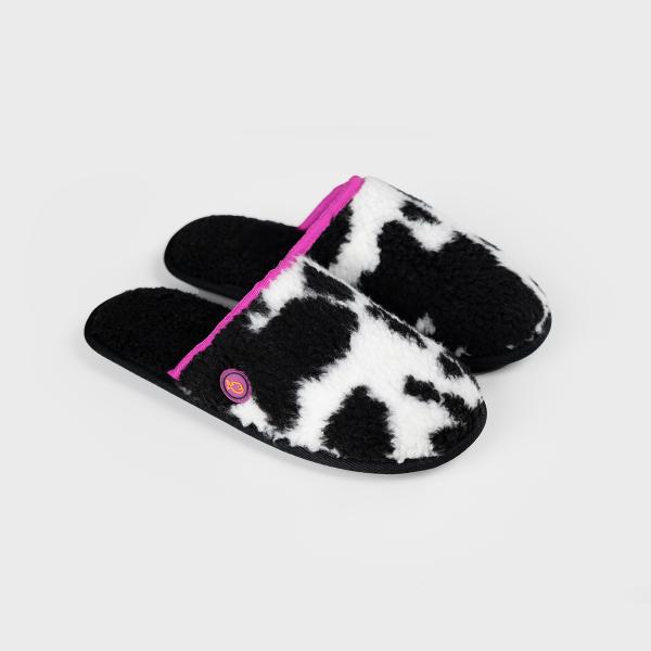 Sherpa pantoffels - Zwart en wit