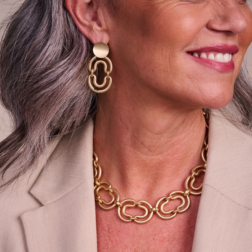 Boucles D'Oreilles - Damme Oorbellen Goudkleurig Mat