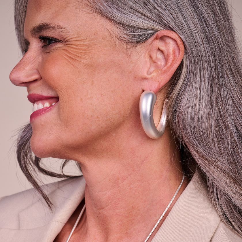 Boucles D'Oreilles - Dob126 Oorbellen Zilverkleurig Mat