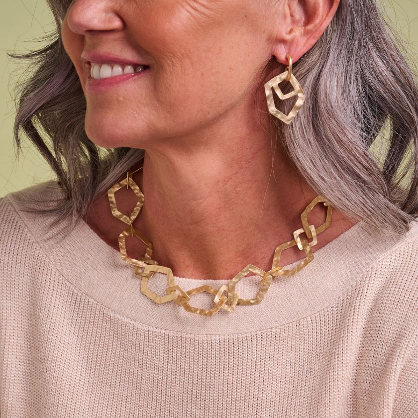 Boucles D'Oreilles - Driek Oorbellen Goudkleurig Mat