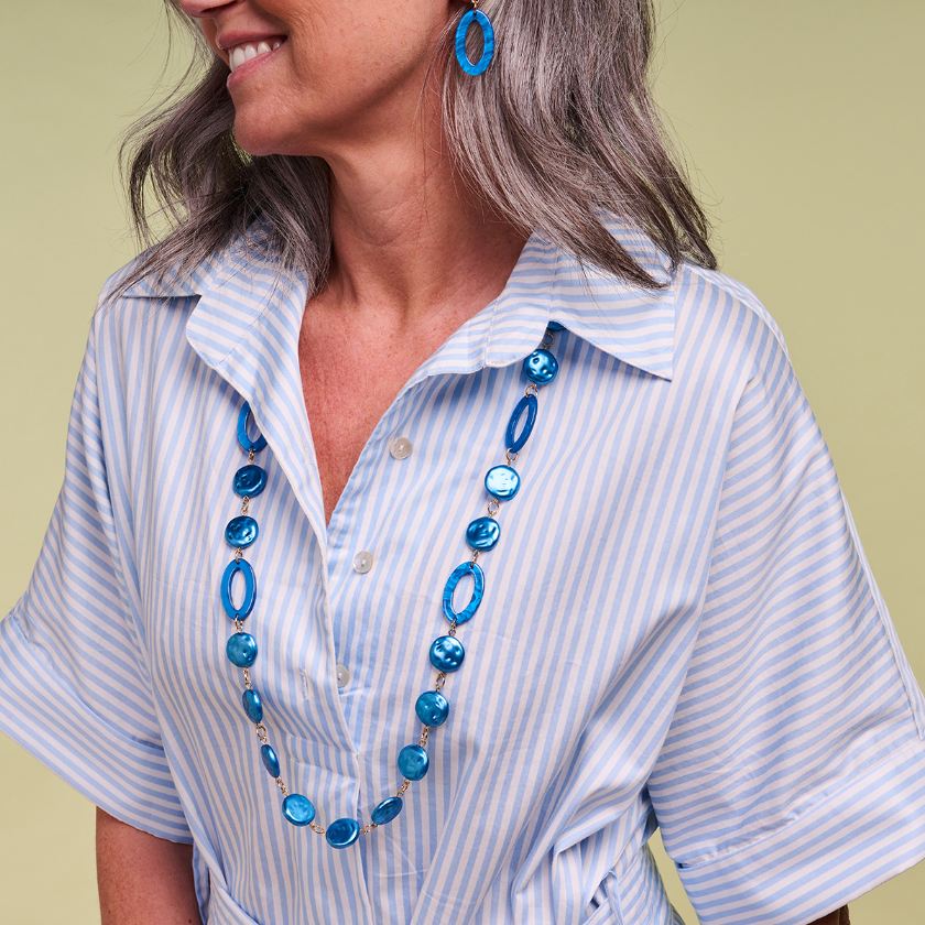 Collier - Karnlang Halsketting Blauw