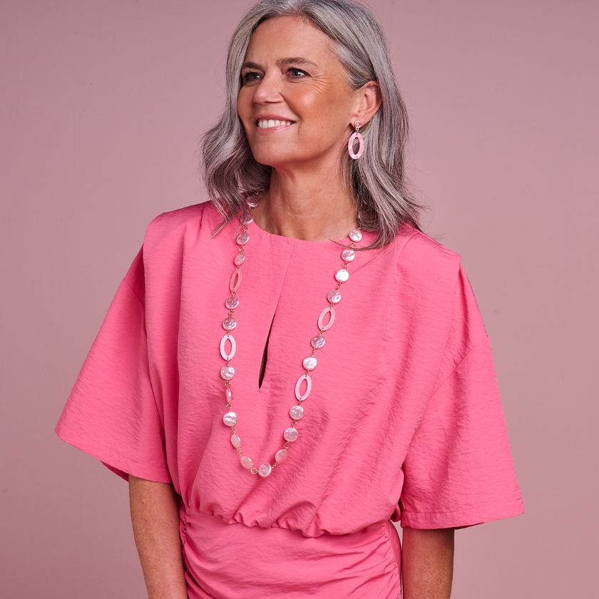 Collier - Karnlang Halsketting Roze