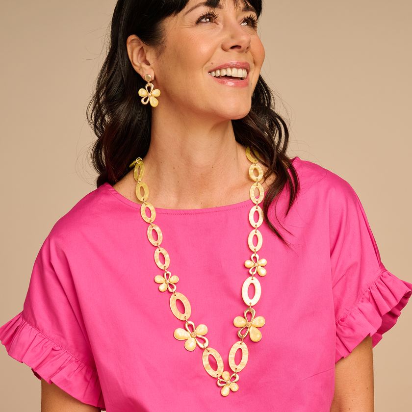 Collier - Klaaslang Halsketting Geel