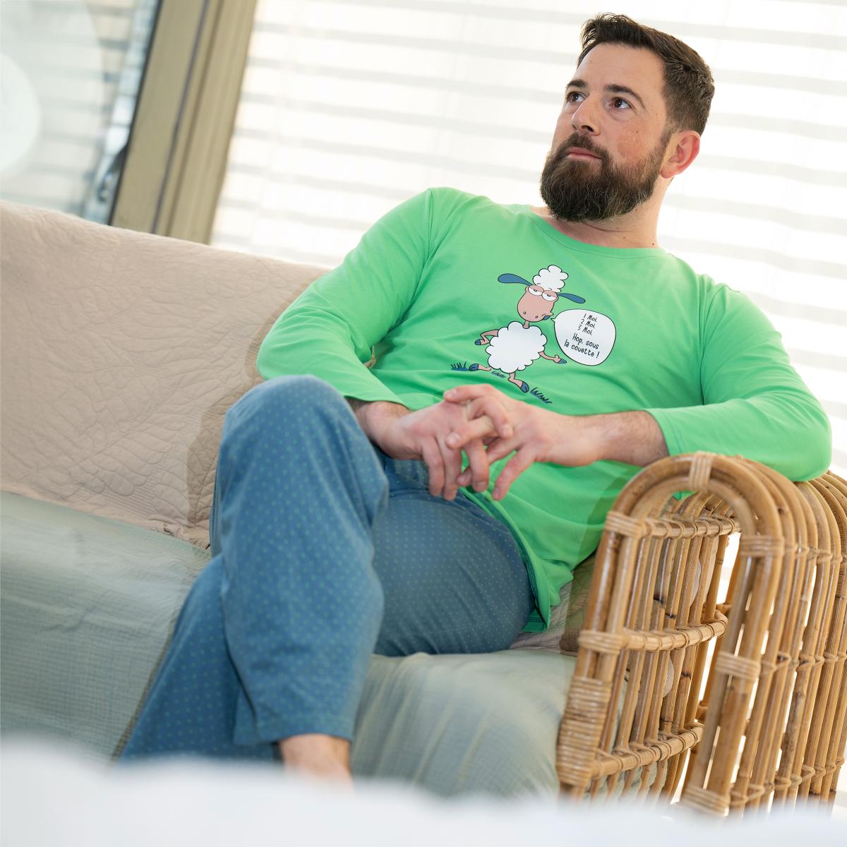 Man - Lange Pyjama - Groen