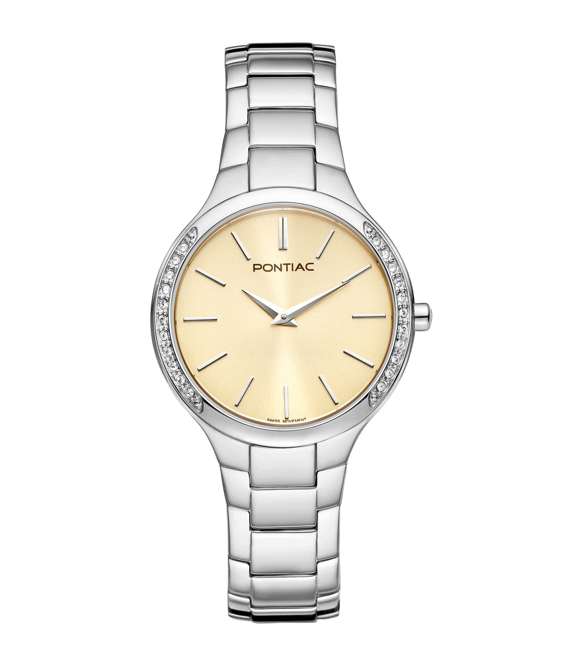 Pontiac - Lyra - Vrouwen - Bracelet Argenté - Cadran Or Jaune - Boitier Argenté