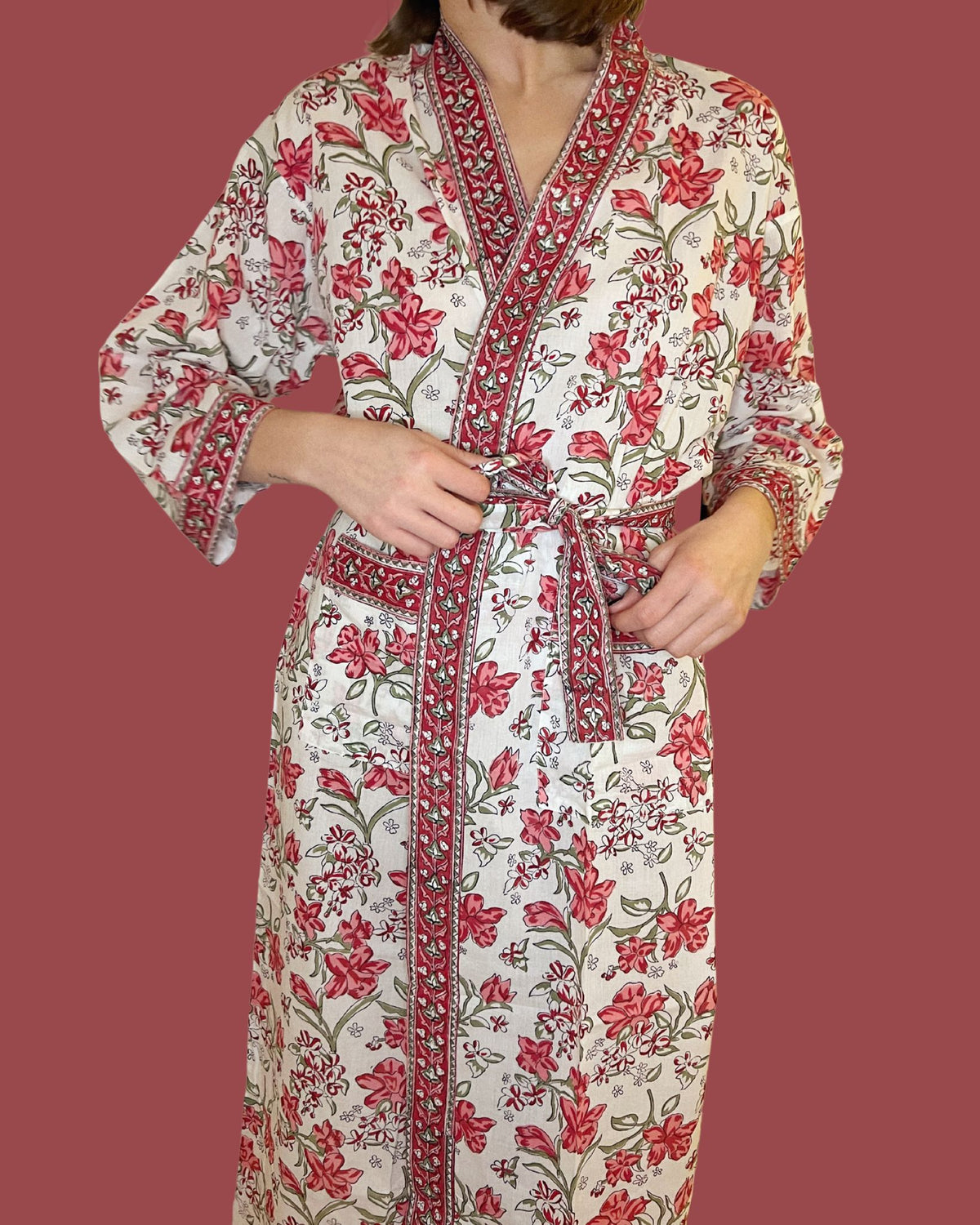 Kimono Madras Wit in katoenen voile