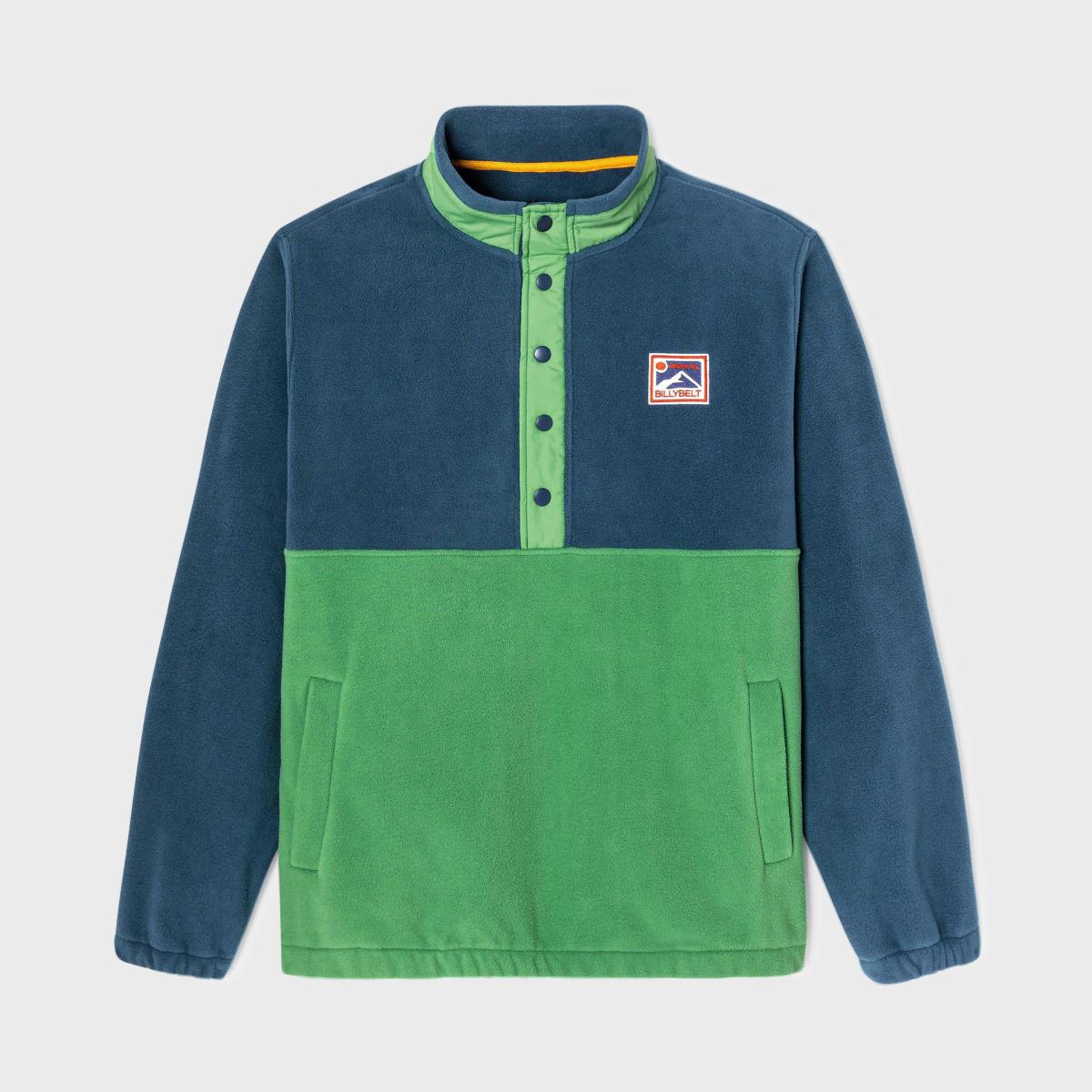 Sweat en polaire - Marine et vert - Bleu
