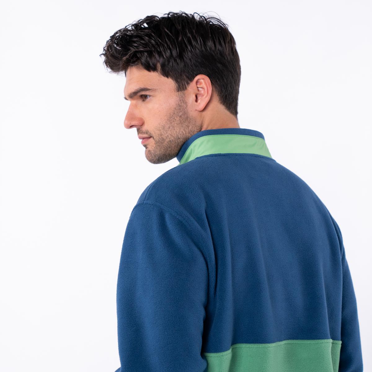 Sweat en polaire - Marine et vert - Bleu