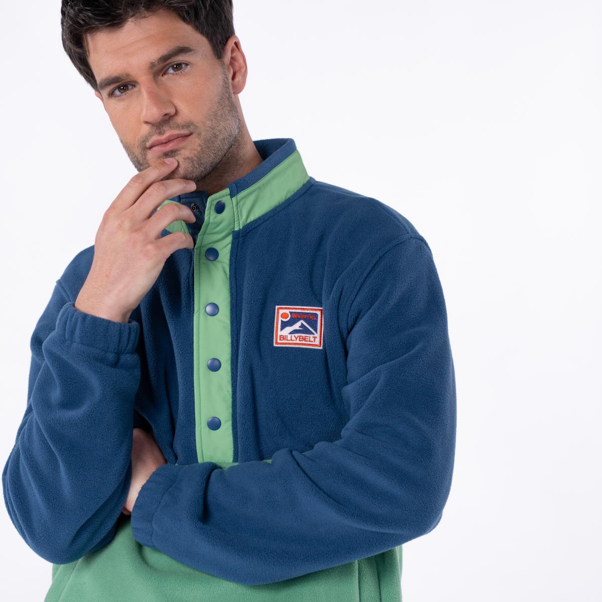 Sweat en polaire - Marine et vert - Bleu