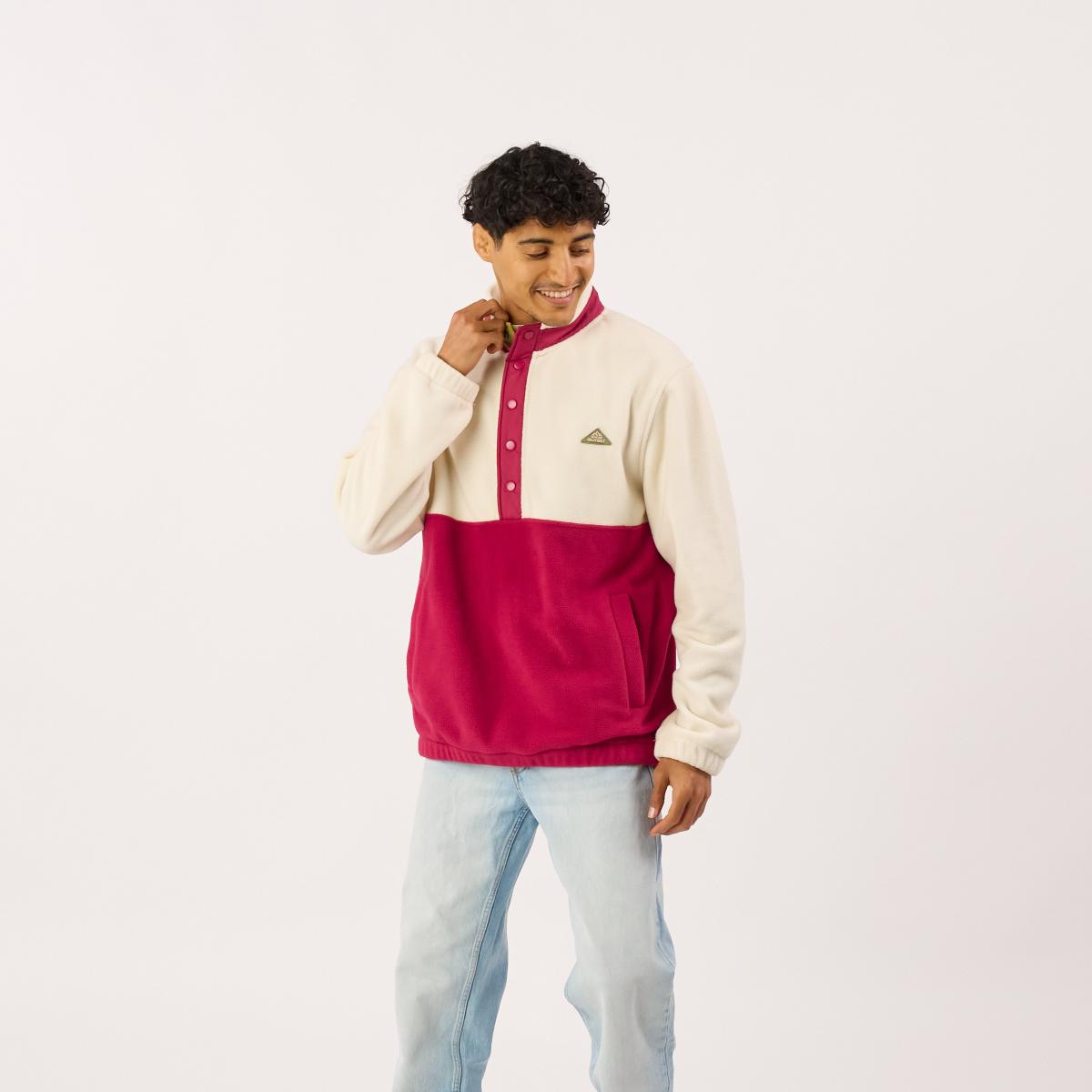 Sweat en polaire - Blanc et bordeaux