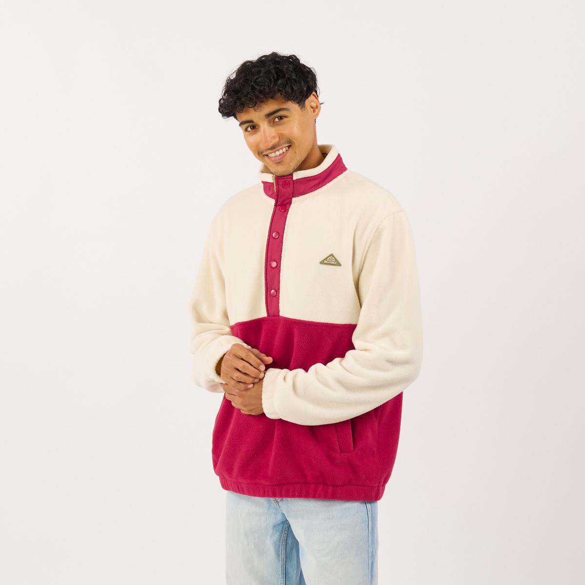 Sweat en polaire - Blanc et bordeaux