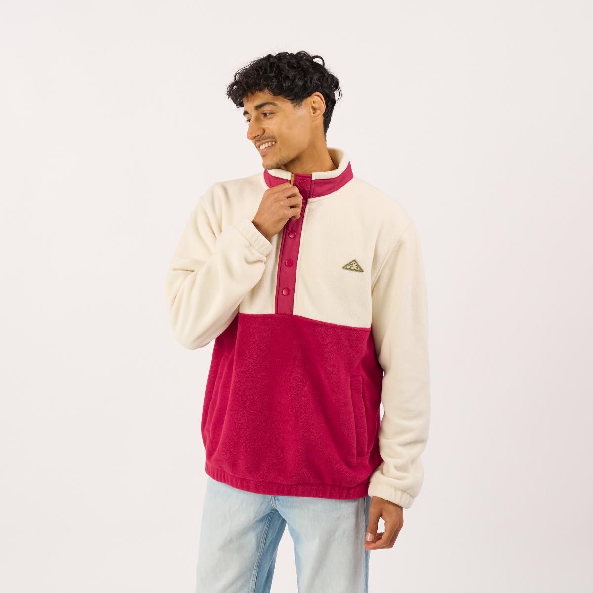 Sweat en polaire - Blanc et bordeaux
