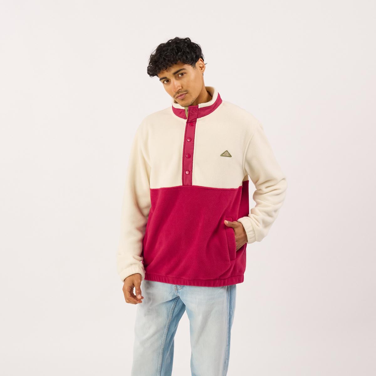 Sweat en polaire - Blanc et bordeaux