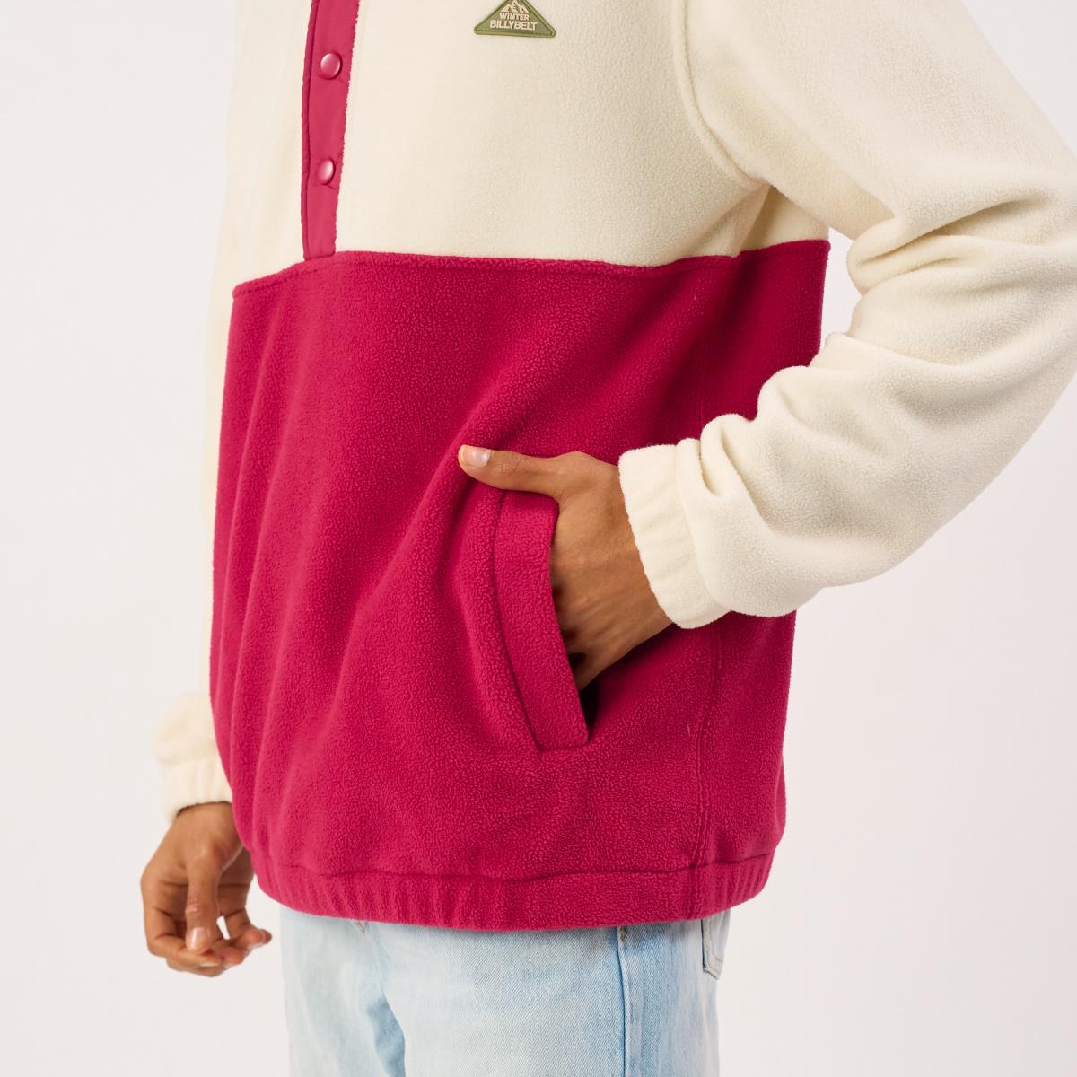 Sweat en polaire - Blanc et bordeaux
