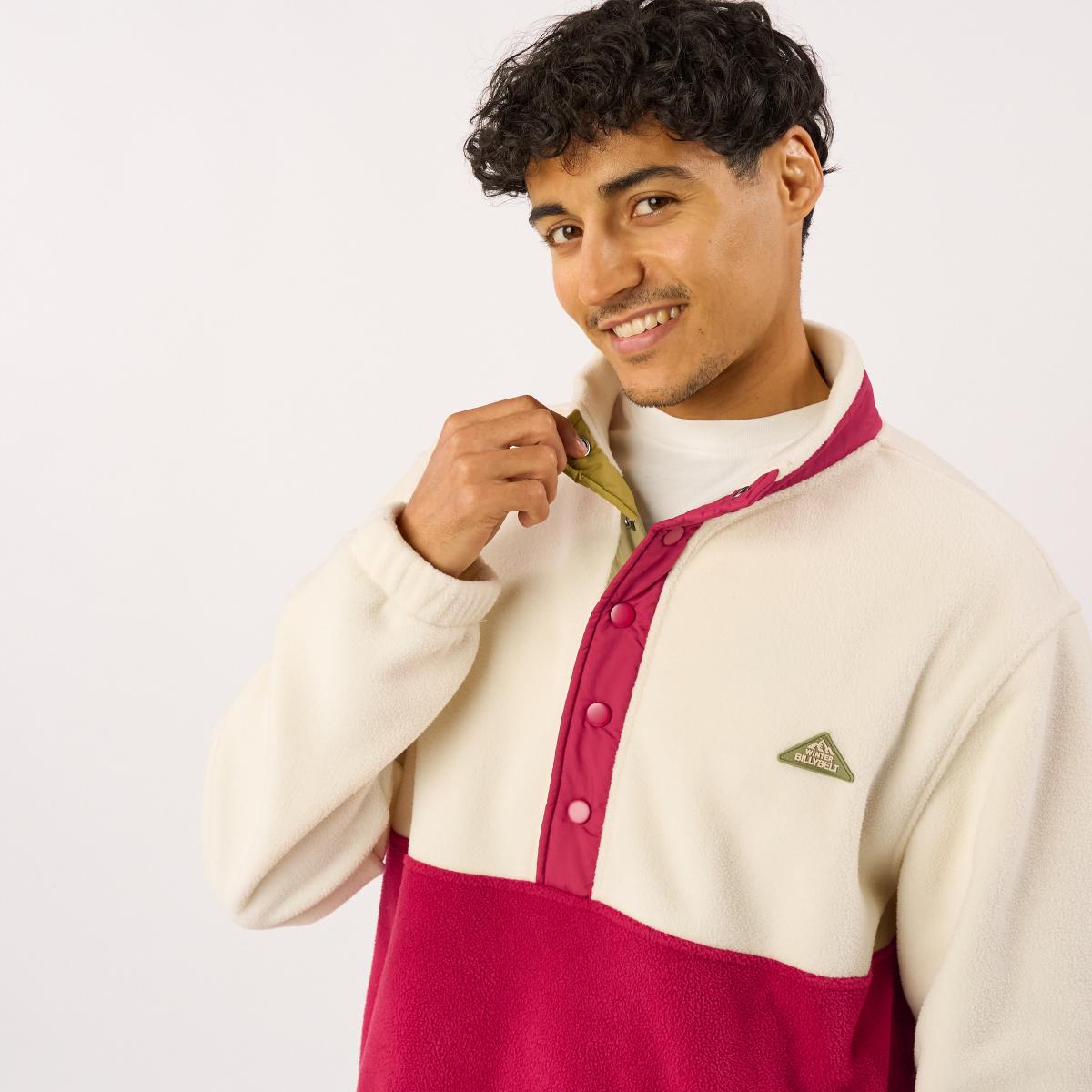 Sweat en polaire - Blanc et bordeaux