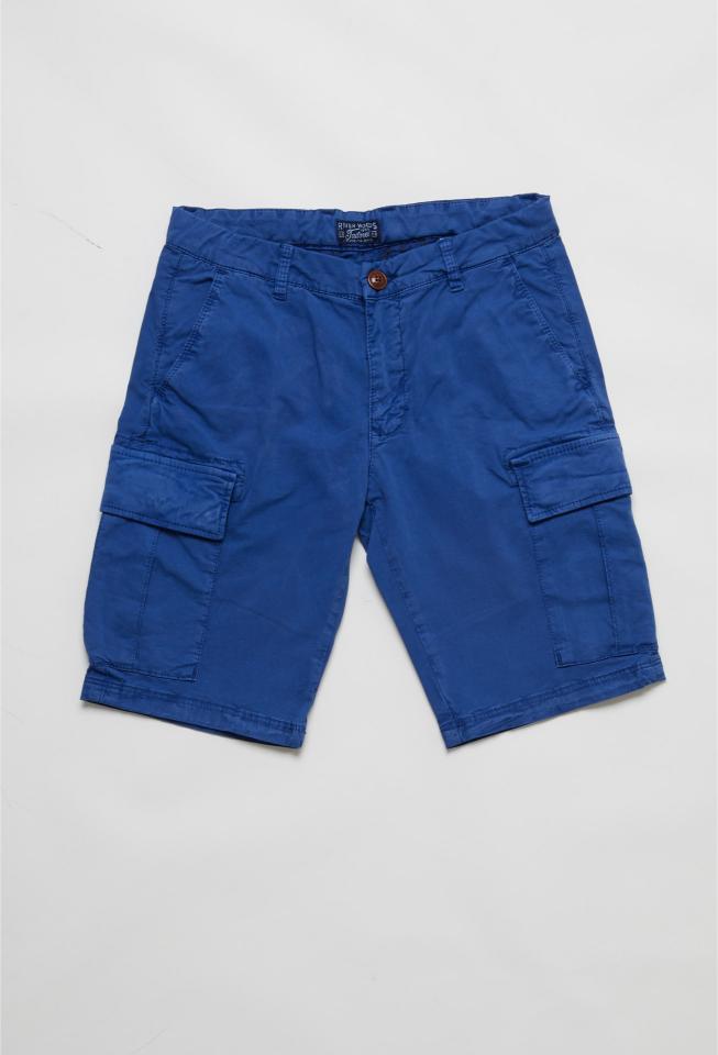 Stretch Fancy Military Short - Blauw