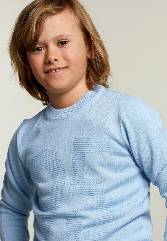 Custom Fit Crew Neck Pullover Dolphin Mix - Blauw