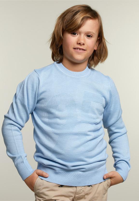 Custom Fit Crew Neck Pullover Dolphin Mix - Blauw