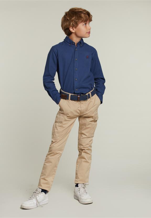 Custom Fit Cotton Shirt Dark City Blue - Blauw