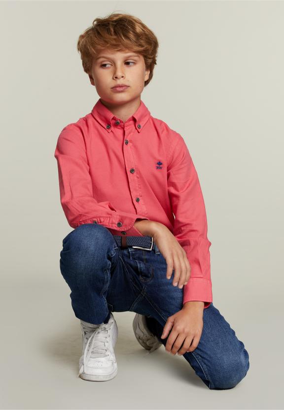 Custom Fit Cotton Shirt Rose - Roze